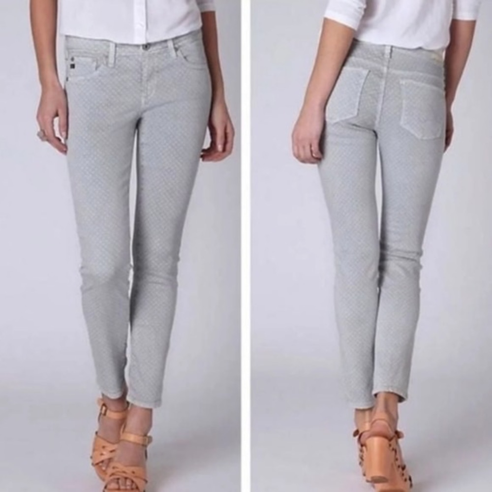 NWT Anthropologie Grey Polka Dot AG Stevie Ankle Pants, 26